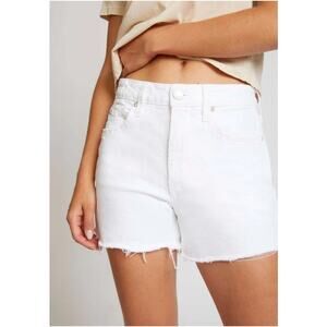 AMO Tomboy Shorts Sea Salt White Denim Raw Hem Distressed Beachy Womens Size 26